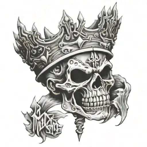 iron sharpens iron maiden with a crown tattoo design idea