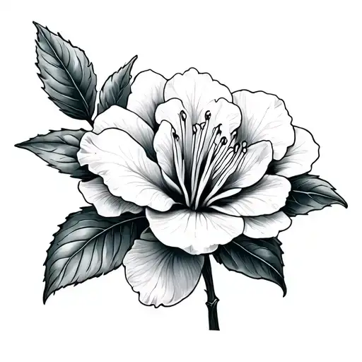 azalea flower fine line tattoo design idea