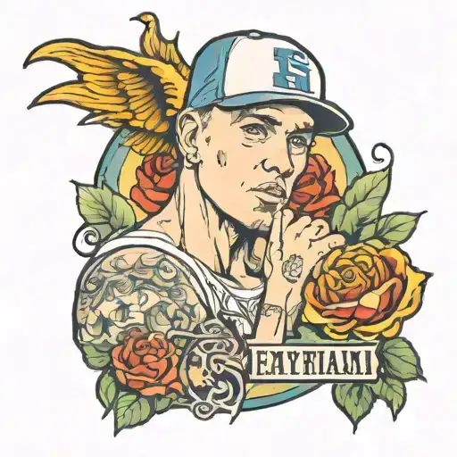 eminem with lyrics tattoo design idea