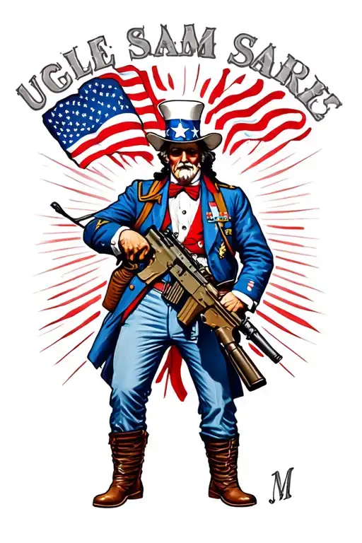 Marine Corps Patriotic with Uncle Sam and an M-16 tattoo design idea