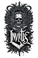 Invictus text simple tattoo design idea