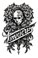 Invictus text simple tattoo design idea