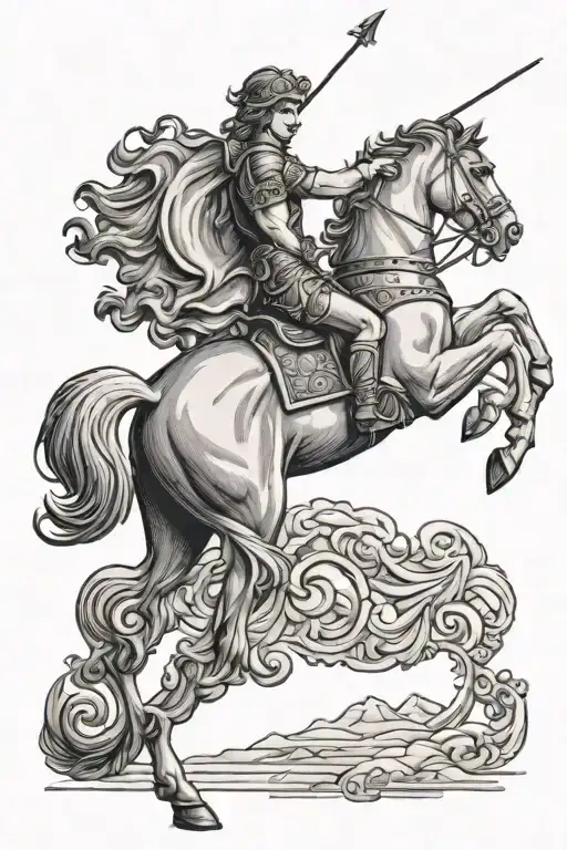 Alexander the great on horse small tattoo design idea