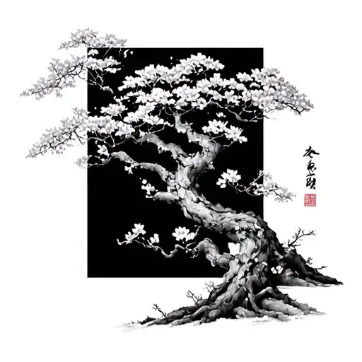 Japanese cherry tree tattoo design idea