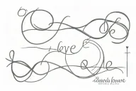 love, faith, hope, peace in infinity symbol intertwined tattoo design idea