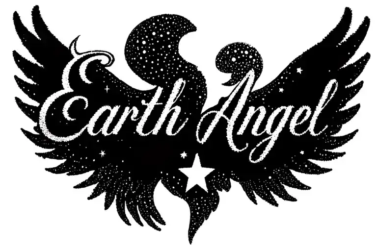 "Earth Angel" celest sign stars tattoo design idea
