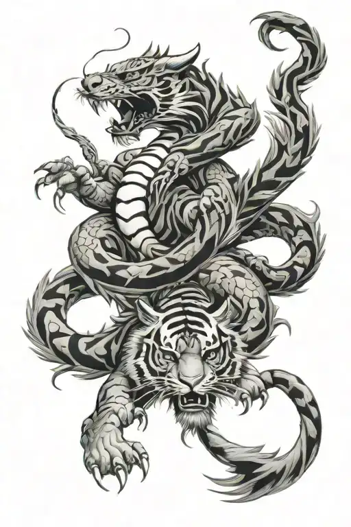 TIGER VS DRAGON tattoo design idea