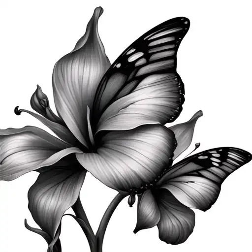 calla lilies and butterfly  tattoo design idea
