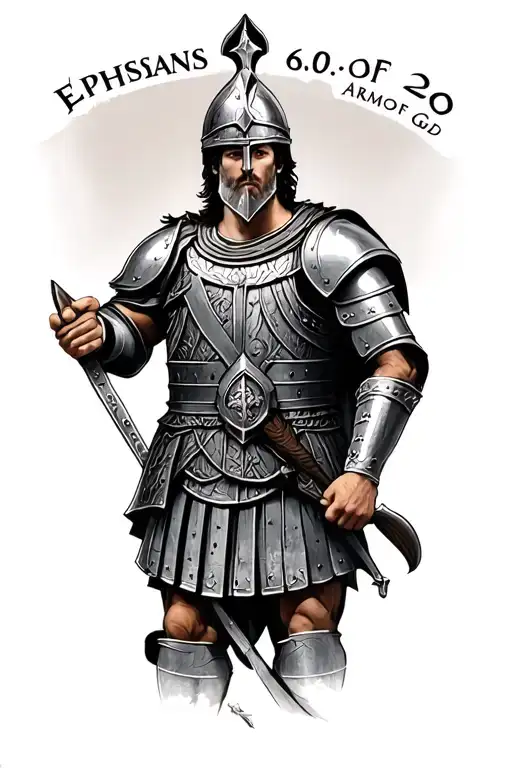 "Ephesians 6:10-20 Armor of God" Roman soldier tattoo design idea