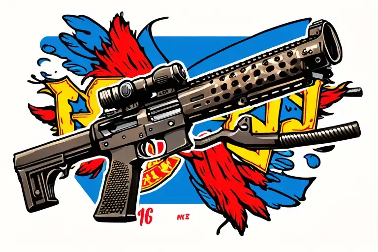Gun m16 tattoo design idea