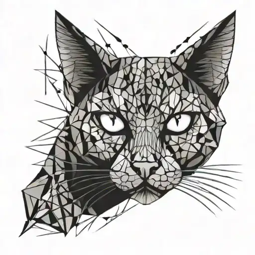 Black cat, spikes and eyes tattoo design idea