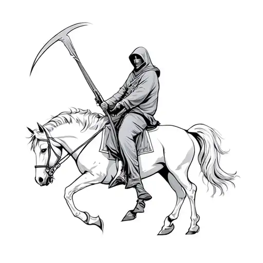 a grim reaper riding a horse tattoo design idea