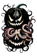 jack o lantern, tentacles, eldritch, deep space tattoo design idea