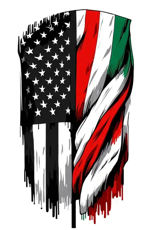 Italian and American flag tattoo design idea