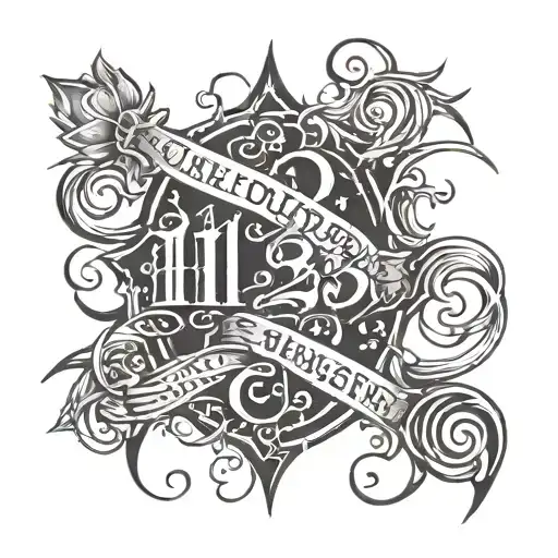 058 in gothic style tattoo lettering, the surface of the numbers must have some shading and a two barbed wires must go h tattoo design idea