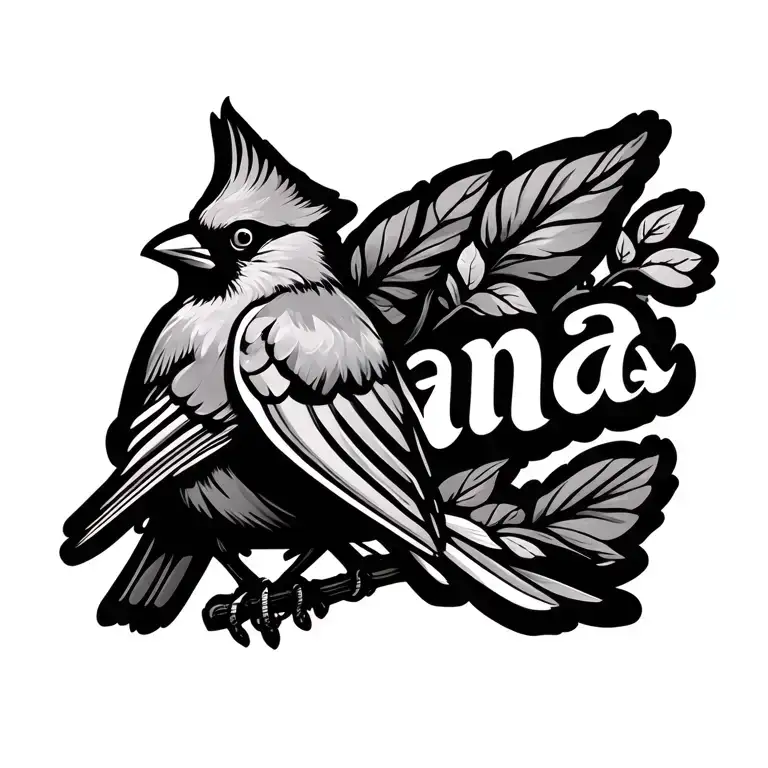 cardinal bird with the Word " Nana " tattoo design idea