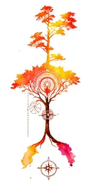 tree compass mandala design tattoo design idea