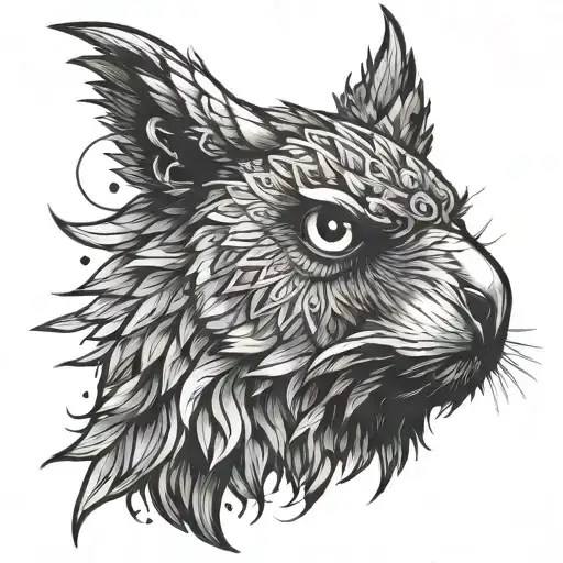 owlbear in the style of Derek Hess tattoo design idea