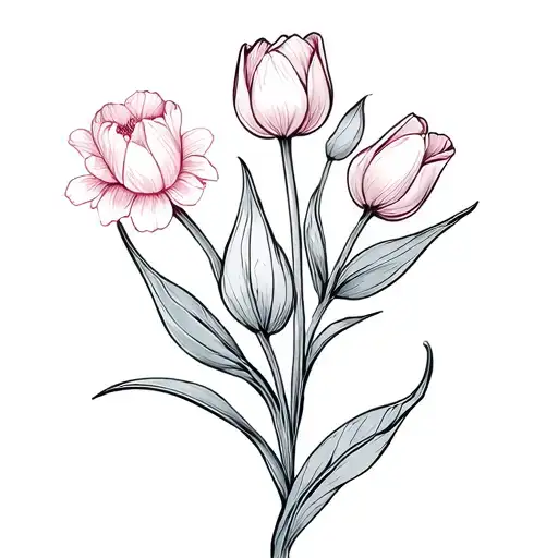 spine tulip flower fine line on spine tattoo with flowers tattoo design idea