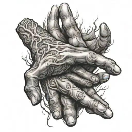 god and adam hands reaching tattoo design idea