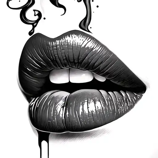 female lips smoke rising tattoo design idea
