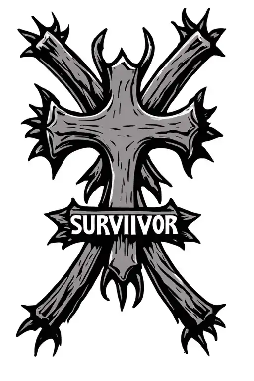 a cross with the word survivor under it tattoo design idea