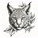 bobcat, nature, foliage tattoo design idea