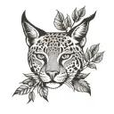 bobcat, nature, foliage tattoo design idea
