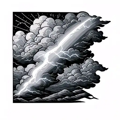 Storm Cloud lightning and rainbow tattoo design idea