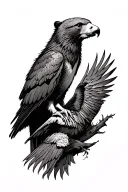 bear and hawk perched tattoo design idea