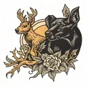 black lab and deer tattoo design idea
