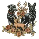 black lab and deer tattoo design idea