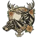black lab and deer tattoo design idea