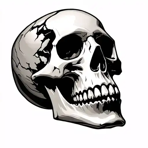 Skull with torn skin tattoo design idea