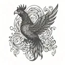 A phoenix rising from the ashes, symbolizing resilience and strength tattoo design idea