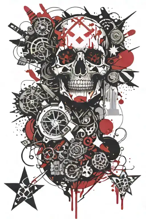 trash polka style tattoo design idea