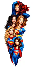multiple female super heros tattoo design idea