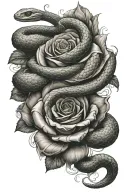 Snake and Rose tattoo design idea