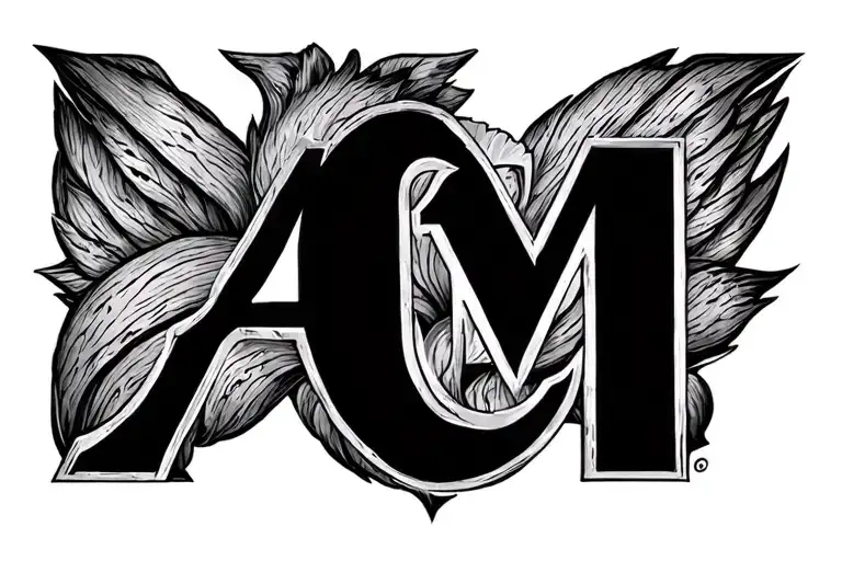  A C M  square and wooden pencil tattoo design idea