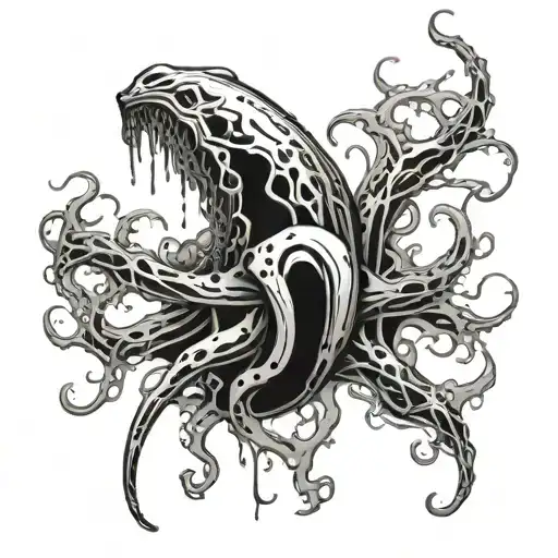 y2k symbiotic  goo stretching tattoo design idea