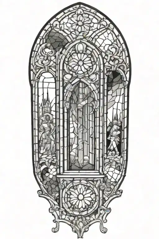 cathedral stained glass window tattoo design idea