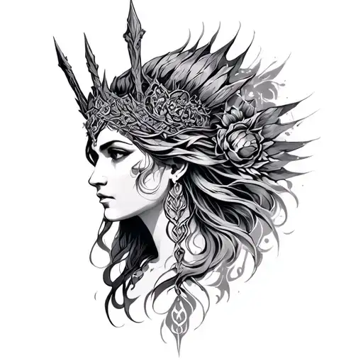 Freya goddess tattoo design idea