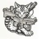 cat with gun tattoo design idea