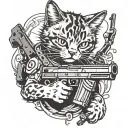 cat with gun tattoo design idea