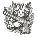 cat with gun tattoo design idea