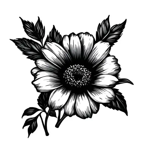 november, september and february birth flower stencil tattoo design idea