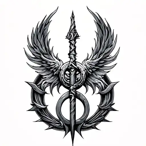 poseidon god symbol in alchemy tattoo design idea