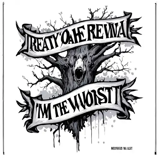 treaty oak revival album cover and "I'm the worst" lyrics tattoo design idea