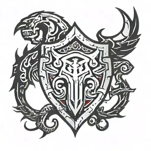 horde symbol, Braum shield adorned, 7 days to die, borderlands tattoo design idea