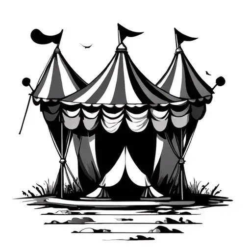 circus tent behind silhouette tattoo design idea